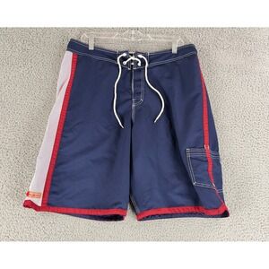 Rusty Board Shorts Mens 36 Navy Blue Vintage Ripstop Mesh Cargo Swim Trunks